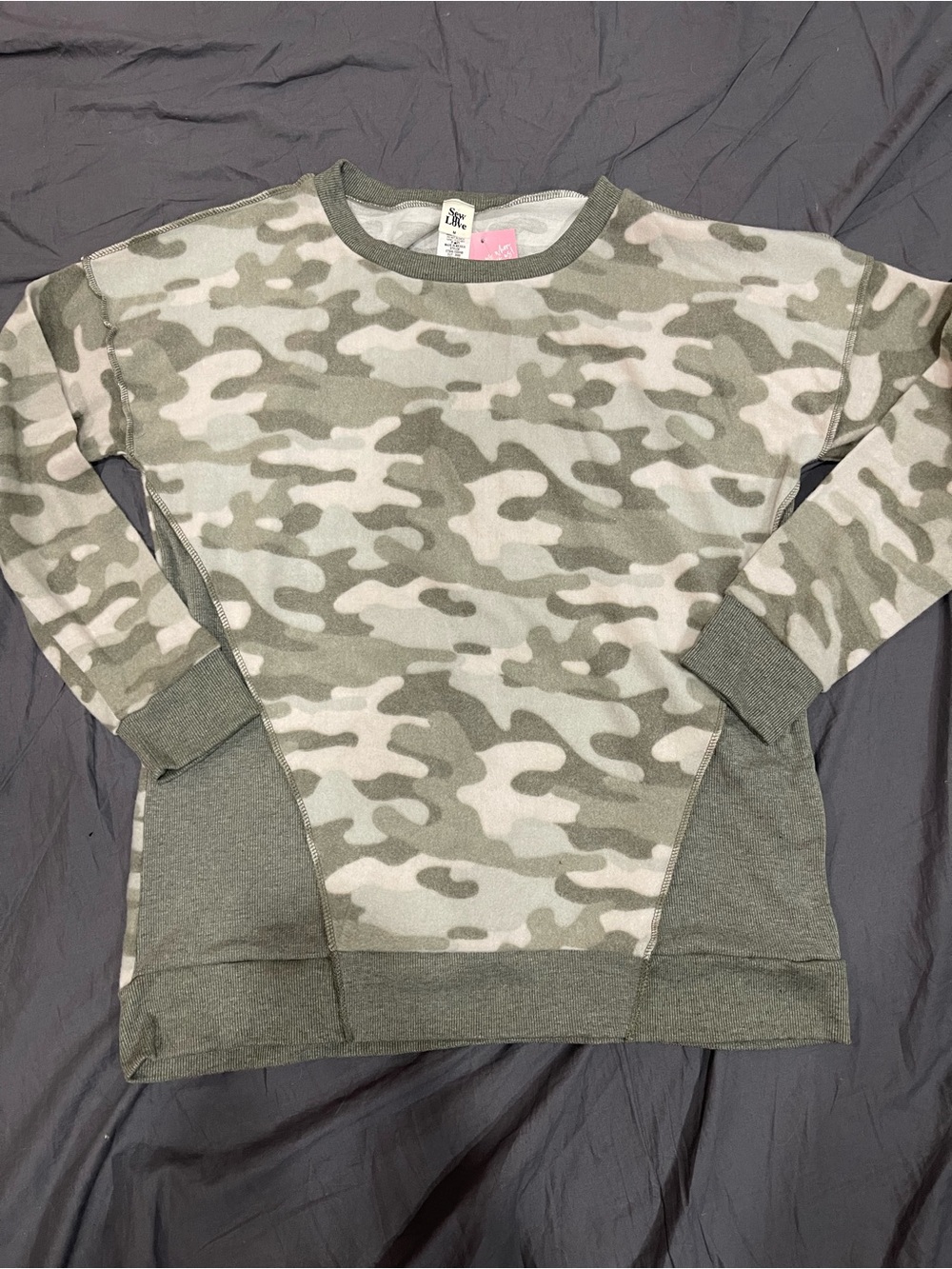 Sew In Love Camo Long Sleeve Top - Green and Cream